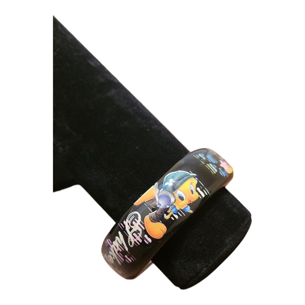 Tweety Bird Shake Your Tail‎ Feather Black Resin Bangle Bracelet